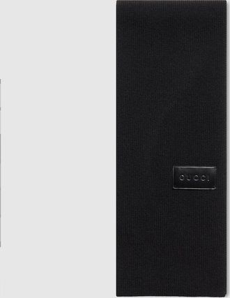 Gucci Rib Wool Scarf, Black