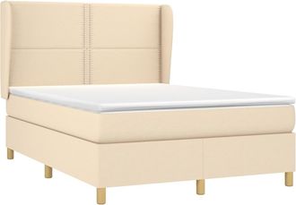 vidaXL Cama Box Spring Con Colch&oacute;n Tela Color Crema 140x190 Cm Vidaxl