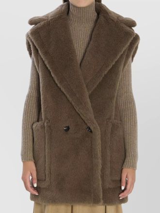 Max Mara alpaca wool silk teddy double-breasted vest