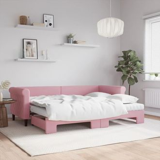 vidaXL Vidaxl - Sof&aacute; Cama Nido Con Colch&oacute;n Terciopelo Rosa 80x200 Cm