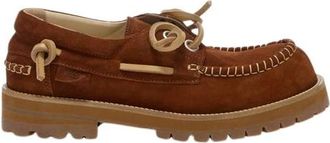 Moschino Schoenen, Heren, Bruin, 44 EU, Leer, Suede Whipstitch-Trim Loafers