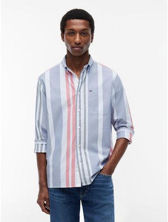 Tommy Hilfiger Mens Tommy Jeans Striped Oxford Shirt - Multi - XXL