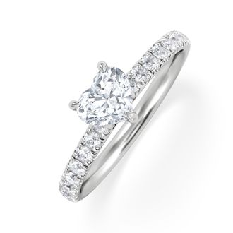 The Diamond Store Amora Heart 0.97ct Hidden Halo Lab Diamond Engagement Ring With Side Stones Set in 18K White Gold