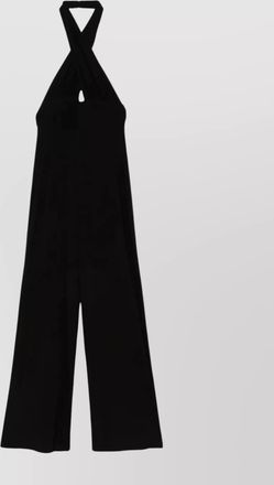 Norma Kamali cross halter wide leg jumpsuit