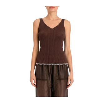 Twinset Sleeveless Tops, female, Brown, Size: XS Tops