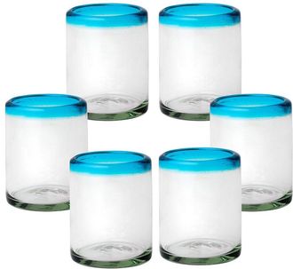 10 Strawberry Street Set Of 6 Rim Dof Handblown Mexican Glasses