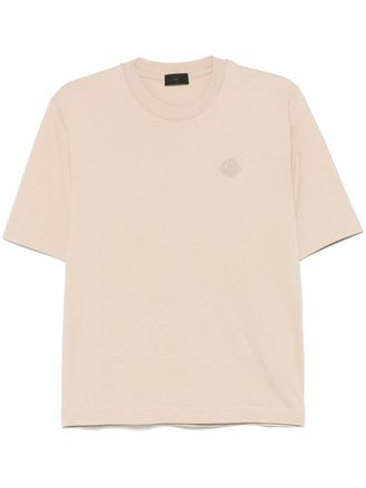 Moncler logo patch T-shirt - women - Organic Cotton - L - Neutrals