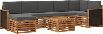 vidaXL Conjunto De Sof&aacute;s De Exterior 7 Uds. Natural Y Antracita Vidaxl