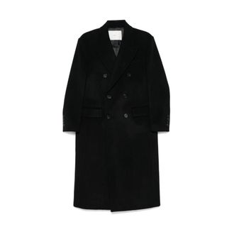 Dunst Jassen, Heren, Zwart, XL, Wol, Zwarte Wol-Kasjmier Jas