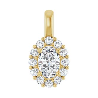 Diamond2Deal 14k Gold 3/4ct Lab-Grown Diamond Halo-Style Pendant