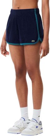 Lacoste Dames-frotteershort met contrasterende details (Blauw)