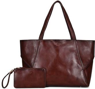 OLD TREND Wishbone Oversized Leather Carryall Tote in Chocolate at Nordstrom
