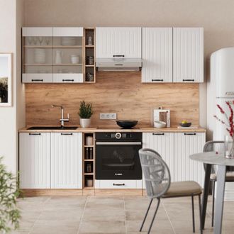 Vicco Mueble De Cocina Fame-line, Blanco Casa De Campo, 235 Cm, Et M&aacute;rmol, Vicco