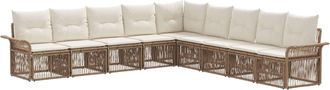 vidaXL Conjunto De Sof&aacute;s De Jard&iacute;n 9 Uds. Beige Rat&aacute;n Sint&eacute;tico Vidaxl