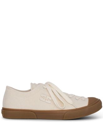 Ganni logo-embroidered organic cotton sneakers - Neutrals
