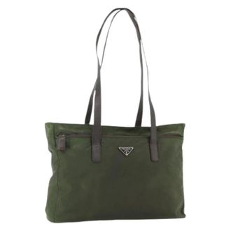 Prada Pre-owned Tote Bags, female, Green, Size: ONE SIZE Pre-owned Vintage Nylon Tote Bag