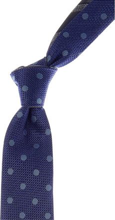 Canali Grey Stripe/Blue Dots Reversible Silk Tie