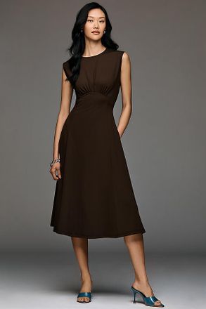Maeve The Sabine Ruched Midi Dress by Maeve