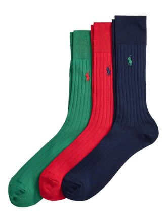 Polo Ralph Lauren Set Of 3 Pairs Of Long Ribbed Socks