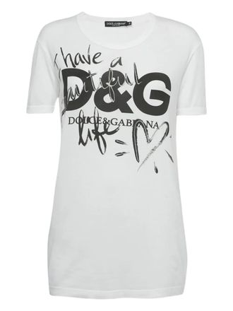 Dolce & Gabbana I Have A Beautiful Life-print cotton T-shirt - White