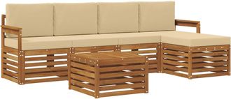 vidaXL Conjunto De Sof&aacute;s De Exterior 6 Uds. Natural Y Beige Vidaxl