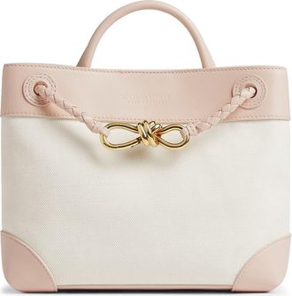Bottega Veneta Small Andiamo Canvas & Leather Top Handle Bag in White/Cameo-Mb at Nordstrom