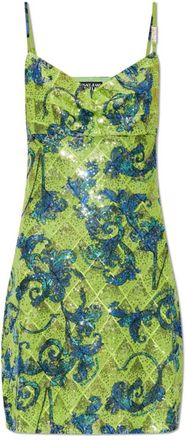 Versace Jeans Couture Sequin Jurk met Barocco Patroon - Dames - Feestkleedjes - Groen - 2XS - Polyester - Kleedjes