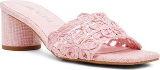 Anne Klein Flores Slide Sandal in Pink Raffia at Nordstrom, Size 8.5
