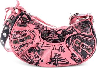 Balenciaga Le Cagole Graffiti Giant Studs Leather XS shoulder bag - Rosa