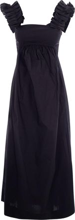 Liu Jo Long Dress with Ruched Shoulder Straps and Bow Detail
