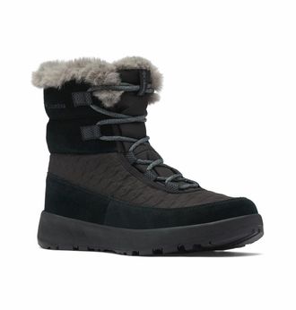 Columbia Snowboots COLUMBIA SLOPESIDE PEAK LUXE, Damen, Gr. 37,5, schwarz (schwarz, graphite), Leder, Synthetik, Schuhe Snowboots, gef&uuml;ttert