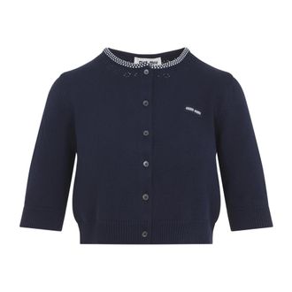Miu Miu Cardigans, female, Blue, Size: XS Mini Cardigan