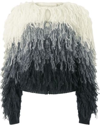 Genny ombre fringed cardigan - White