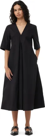 Ganni Black Exclusive Cotton Poplin Maxi Dress - Size 2 Organic