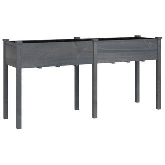 Berkfield Home Planter with Liner Grey 161x45x76 cm Solid Wood Fir | Size: 161 x 45 x 76 cm
