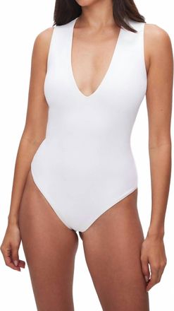 Good American Sculpting Deep V Tank Bodysuit In White