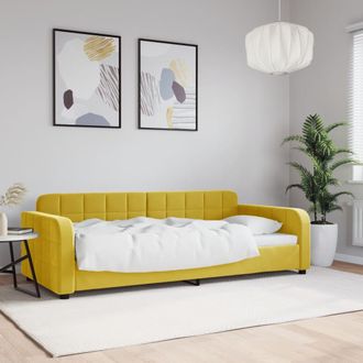 vidaXL Sof&aacute; Cama Sin Colch&oacute;n Terciopelo Amarillo 90x200 Cm Vidaxl