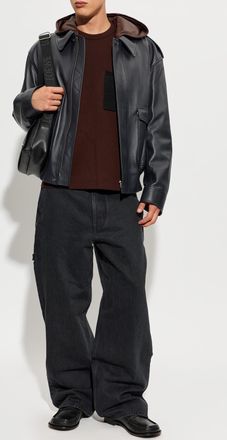 Loewe Leather Jacket, Mens, Navy Blue