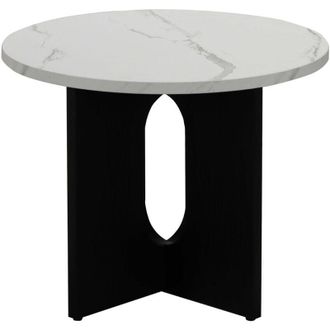 Oviala Tavolino da caffè rotondo moderno 50 cm effetto marmo nero