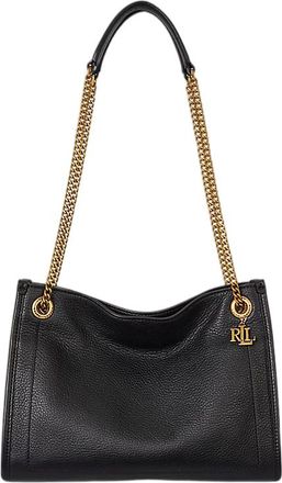 Ralph Lauren Refined Black Pebble Leather Tote