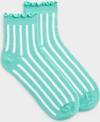Simons Womens Vertical-pinstripe socks