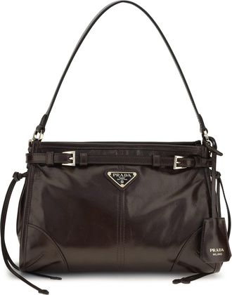 Prada Womens Handbag Bonnie Leather Dark Brown Calf Handbags Hand Bags