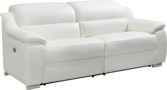Vente-Unique Sof&aacute; 3 plazas relax de piel ARENA - Blanco marfil