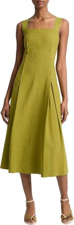 Vince Linen-Blend Square Neck Tank Dress