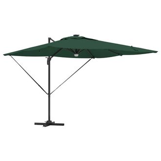 Berkfield Home Cantilever Roma Parasol with LEDs Green 286x285x270 cm Aluminium | Size: 286 x 285 x 270 cm