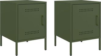 vidaXL Bedside Cabinets 2 pcs Olive Green 36x39x50.5 cm Steel vidaXL