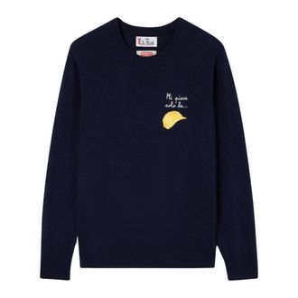 MC2 Saint Barth Truien & Vesten, Heren, Blauw, M, Wol, Heron Crewneck Sweater
