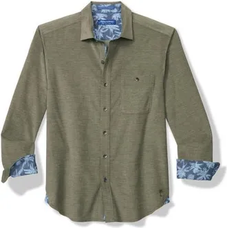 Tommy Bahama Coastline Cord Cotton Button-Up Shirt in Palm Moss at Nordstrom, Size Xxx-Large