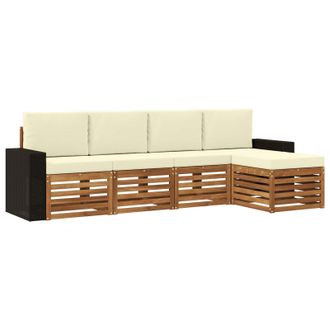vidaXL Conjunto De Sof&aacute;s De Exterior Con Coj&iacute;n 5 Pcs Natural Y Crema Vidaxl