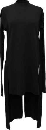 Rick Owens midi-jurk met lange rug in zwarte wol